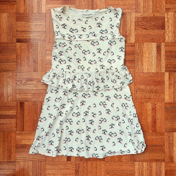 People Tree Puffin Peplum Cream Jersey Dress size S - Picture 2 of 8